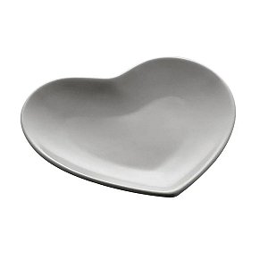 Mini Prato Decorativo Coração em Cerâmica Heart Cinza 13,5x12,5X2 cm Lyor