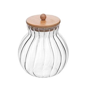 Pote de Vidro com Tampa de Bambu Classic 700 ml 19x16 cm