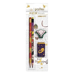 Kit com 2 Lápis HB Harry Potter com Apontador e Borracha