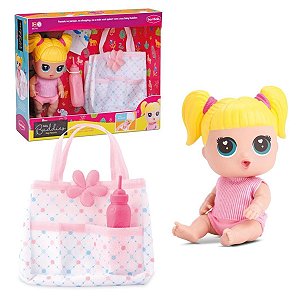 Boneca Baby Buddies Bag Passeio com Bag e Mamadeira