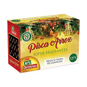 Pisca Pisca Natalino Arroz Branco Warm 100 Lâmpadas 4,2 Metros