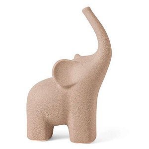 Escultura Decorativa Elefante em Cerâmica Cinza 28x12x17 cm