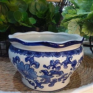 BACIA CERÂMICA ESTAMPA AZUL G 15X25CM
