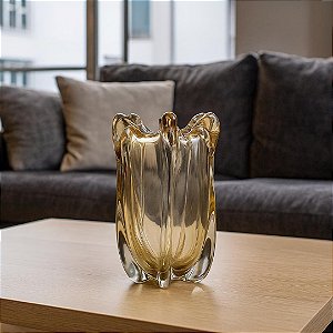 VASO DE VIDRO ITALY MEL CRISTAL 16X29CM