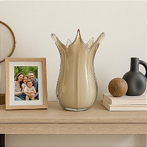 VASO VIDRO DECOR ITALY OFF WHITE 18X31CM