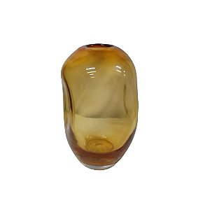 VASO DE VIDRO DECOR  ORGANICO AMBAR 13X23CM