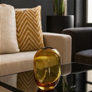 VASO DE VIDRO DECOR  ORGANICO AMBAR 13X23CM
