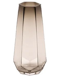 Vaso Vidro Formas Facedos Fume 20X9cm