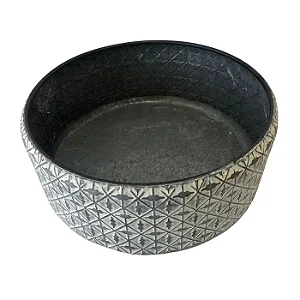 VASO METAL ENVELHECIDO REDONDO INCA BORDA PRETA 39X15,5CM G