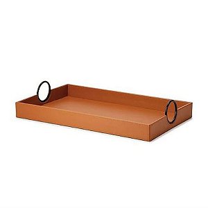 Bandeja MDF com Revestimento em PU Marrom 46x28x6cm