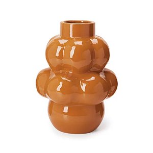 Vaso em Cerâmica Bolhas Marrom 32 cm