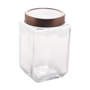 Pote Vidro Transparente C/Tampa Metal e Acrílico Rose 1,7L