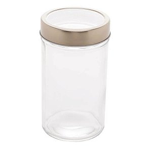 Pote Vidro Transparente Brorossilicato Tampa de Acrílico Dourada 500 ML