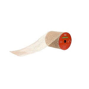 Fita Aramada 12 cm x 5 m Telada com Glitter Costura Champagne
