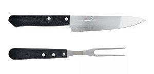 Kit Churrasco Atenas Inox Com 2 Peças Faca e Garfo