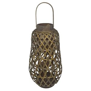 Lanterna Luminária Vela Boho Rattan 38cm Gray Cinza C/Alça