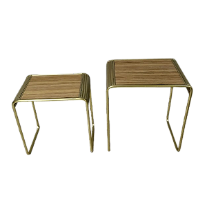Kit com 2 Mesas Madeira com Ferro 51x33x62cm e 45.5x29x54cm
