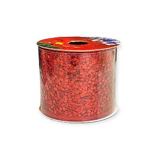 Fita decorativa Aramada 6,3cmx9,14mt Glitter Vermelha