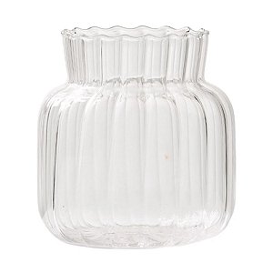 Vaso Vidro Formas Transparente Plissado 9X7,5cm