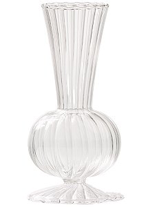 Vaso Vidro Formas Transparente Plissado 17X7cm