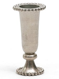 Vaso Metal Bruto com Pé Borda Bolinha 23,5X11,5cm