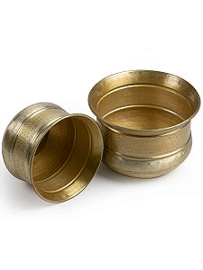 Jogo com 2 Cachepô Metal Dourado 16,5x23cm 18x27cm
