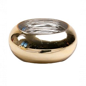 Bacia de Vidro Espelhado Dourado 40X20cm W1002