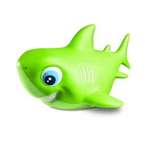 Mini Tubarão Bebe Shark em Vinil Super Macio Piscina e Banho Verde