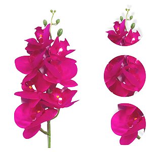 Haste Orquídea Phalaenopolis X 12 Fúcsia 90cm Toque Real