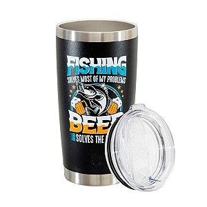 Copo Térmico Gluck Lucky Future Fishing &amp; Beer Solves Hammer Black 591ml