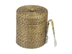 Balde para Gelo com Alça em Bambu e Rattan 19,5X18cm