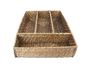Porta Talheres em Bambu e Rattan L34Xp24Xa6cm
