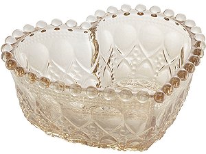 Mini Travessa de Vidro Sodo-Calcico Coração Balls Âmbar Metalizado 13,5X12X5cm
