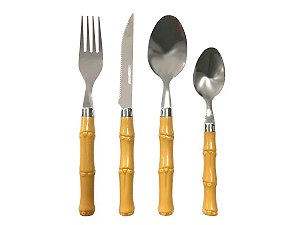 Faqueiro Inox com Cabo Plástico Bambu Basic 24 Peças