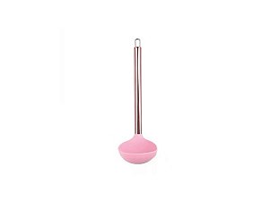 Concha de Nylon Rosa com Cabo Inox Rose 30cm