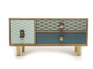Porta Treco Madeira com 03 Gavetas - 33 X 10 X 16cm