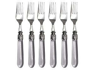 Conjunto 6 Garfos de Mesa Aço Inox Cabo Plástico Destiny Transparente