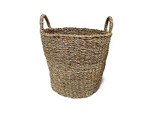 Cesta Terra Redonda Balde com Alça em Fibra Natural 40X35cm