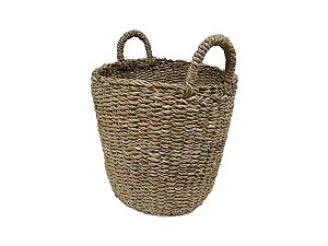 Cesta Terra Redonda Balde com Alça em Fibra Natural 35X32cm