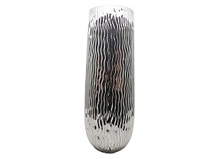 Vaso em Cerâmica Cone Prateado - 50 X 17cm