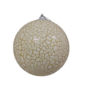 BOLA NATALINA 8CM CRAQUELADA OFF WHITE C/4un