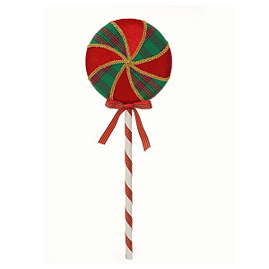 ENFEITE PIRULITO CAMURCA XADREZ C/ VM 14CM X 2,5CM X 33CM