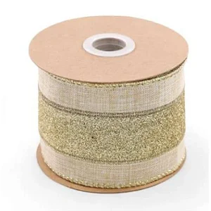 FITA ARAMADA LINHO C/COSTURA BEGE DOURADO 6,3CMX9,14M
