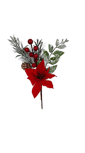 GALHO NATALINO AZEVINHO C/ FLOR 30CM VERMELHO