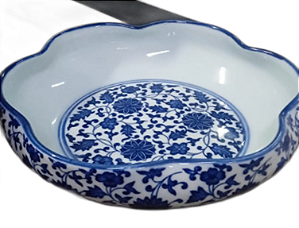 CACHEPOT CERAMICA AZUL E BRANCO CURVE 23CM TAM G