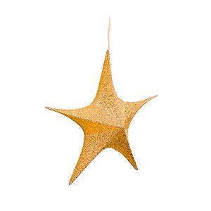 ENFEITE NATALINO ESTRELA LUREX BASICO METALIZADO 50CM DOURADA