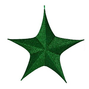 ENFEITE NATALINO ESTRELA LUREX BASICO METALIZADO 50CM VERDE