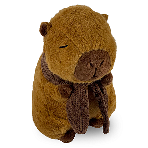 CAPIVARA PELÚCIA COM CACHECOL MARROM 24CM