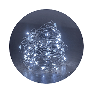 FIO DE FADA A PILHA 50 LED 5 METROS BRANCO FRIO