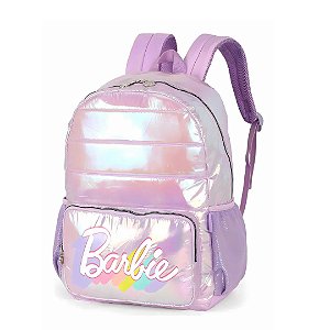 MOCHILA ESCOLAR JUVENIL BARBIE METALIZADO LILAS